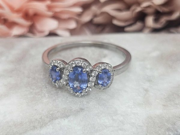 Ladies 14ct White Gold Sapphire and Diamond Ring (3.51gms) with Valuation - HL15628