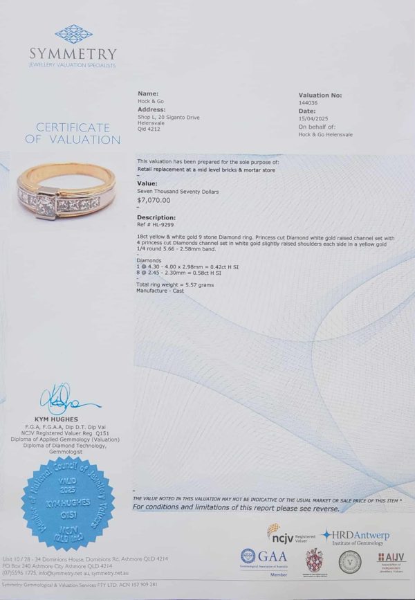Valuated Ladies 18ct Yellow and White Gold Diamond Ring (5.58gm) - HL9299 - Image 12