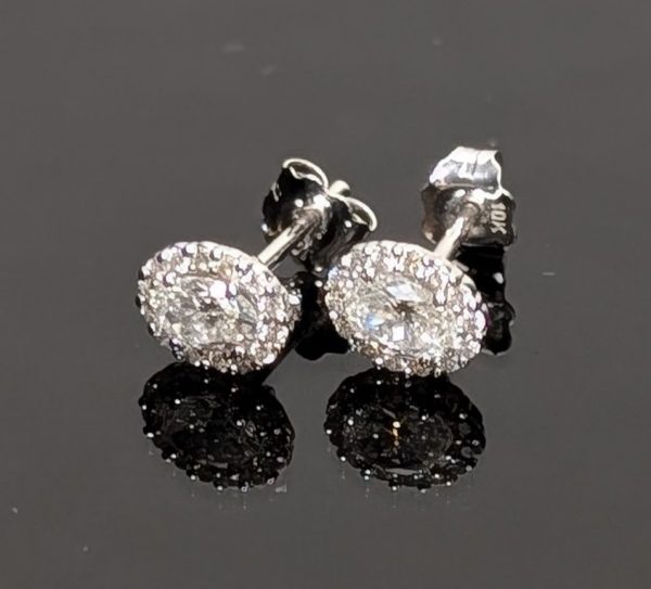 Laboratory-Grown Diamond Oval Halo Stud Earrings Set in 10ct White Gold - LG20932 - Image 7