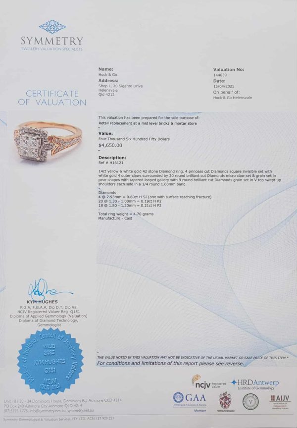 Valuated Ladies 14ct Yellow and White Gold Diamond Ring (4.70gms) - HL16121 - Image 5