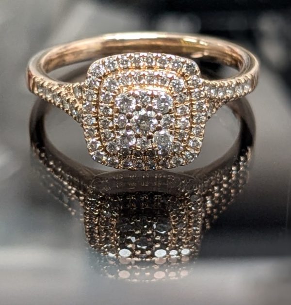 10ct Rose Gold Cluster Diamond Engagement Ring - LG8959 - Image 9