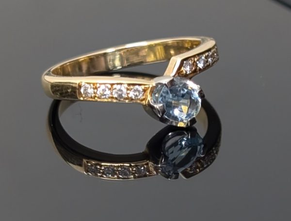18ct Yellow Gold Aquamarine & Diamond Dress Ring - LG4567 - Image 10