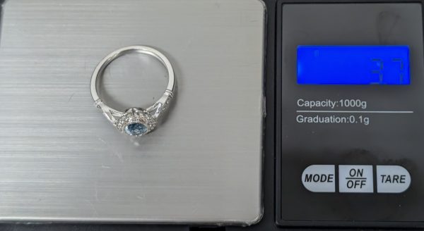 Vintage 9ct White Gold Aquamarine & Diamond Halo Ring - LG25955 - Image 12