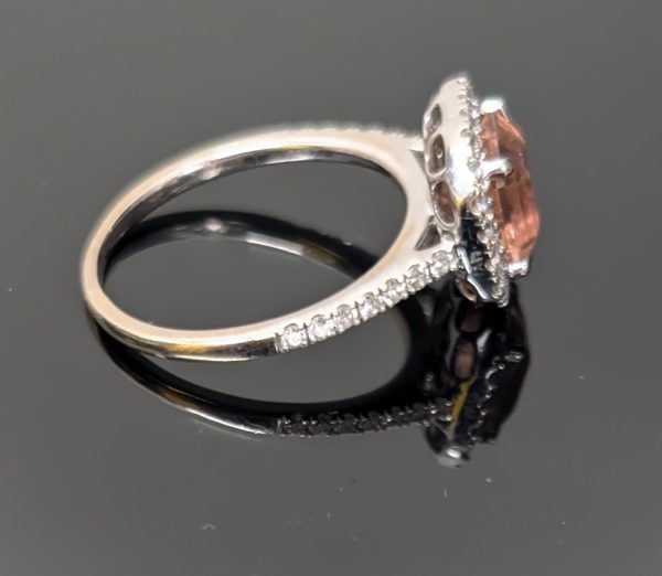18ct White Gold Tourmaline & Diamond Halo Ring - LG25956 - Image 5