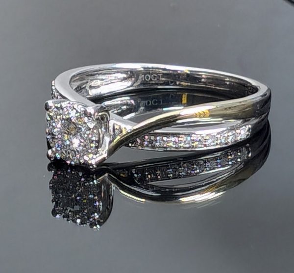 10ct Two-Tone Diamond Cluster Bridal Ring Set - LG7690 - Image 10