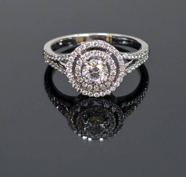 18ct White Gold Diamond Double Halo Ring (w/valuation) – Lg6982 - Image 5
