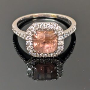 18ct White Gold Tourmaline & Diamond Halo Ring - LG25956
