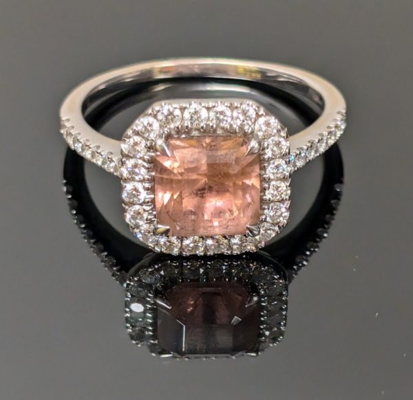 18ct White Gold Tourmaline & Diamond Halo Ring - LG25956