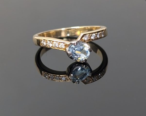 18ct Yellow Gold Aquamarine & Diamond Dress Ring - LG4567 - Image 8