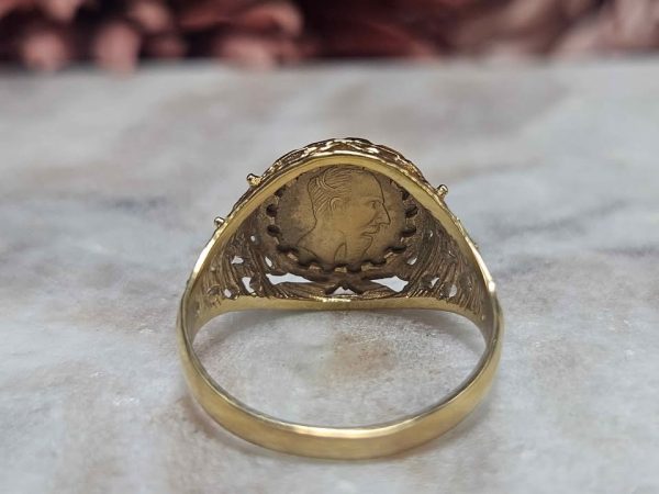 Unisex 9ct Yellow Gold Imperio Mexicano Peso Signet Ring (2.3gms) - HL25877 - Image 5