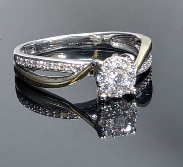 10ct Two-Tone Diamond Cluster Bridal Ring Set - LG7690 - Image 9