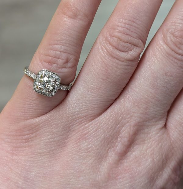 14ct White Gold Diamond Halo Engagement Ring - LG3887 - Image 30