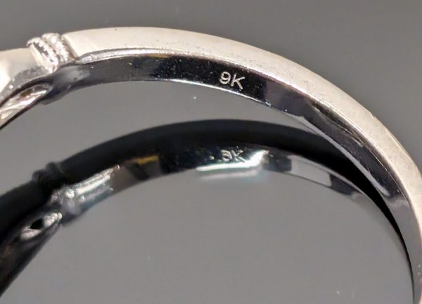 Vintage 9ct White Gold Aquamarine & Diamond Halo Ring - LG25955 - Image 11