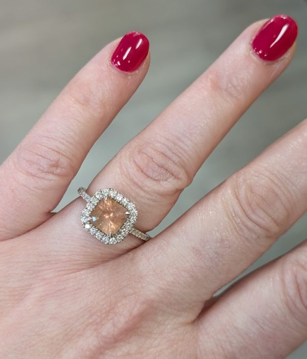 18ct White Gold Tourmaline & Diamond Halo Ring - LG25956 - Image 8
