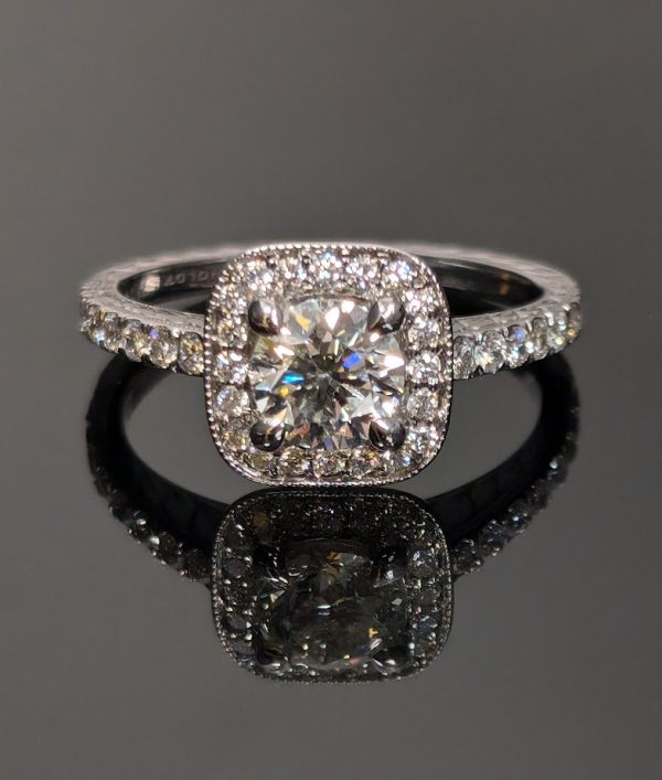 14ct White Gold Diamond Halo Engagement Ring - LG3887 - Image 27