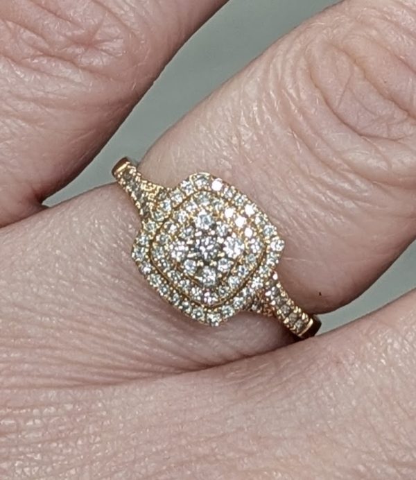 10ct Rose Gold Cluster Diamond Engagement Ring - LG8959 - Image 15