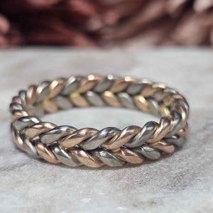 Unisex 9ct Tri-Tone Gold Band Ring (6.79gms) - HL21753-1