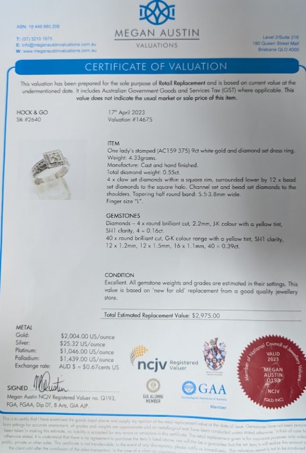 9ct White Gold Diamond Square Halo Engagement Ring - LG2604 - Image 18