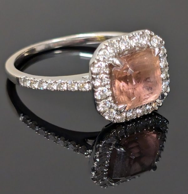 18ct White Gold Tourmaline & Diamond Halo Ring - LG25956 - Image 11