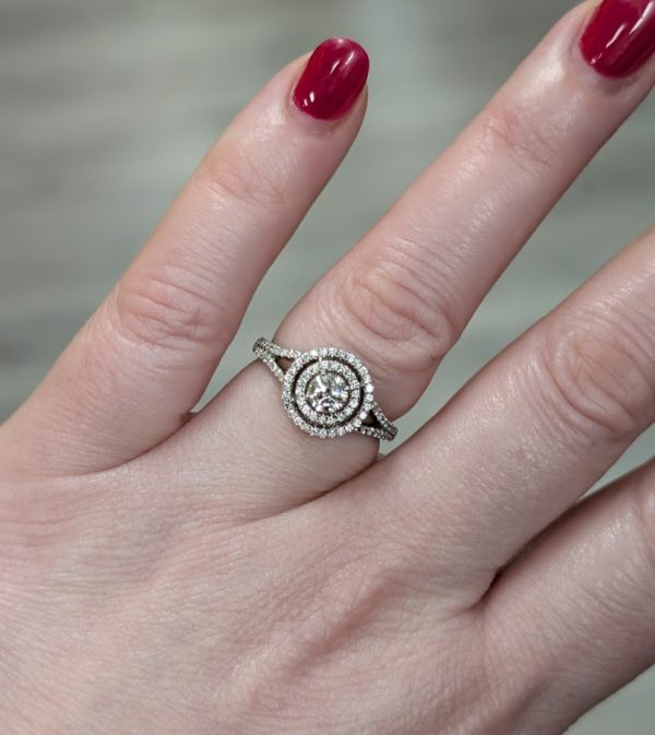 18ct White Gold Diamond Double Halo Ring (w/valuation) – Lg6982 - Image 11