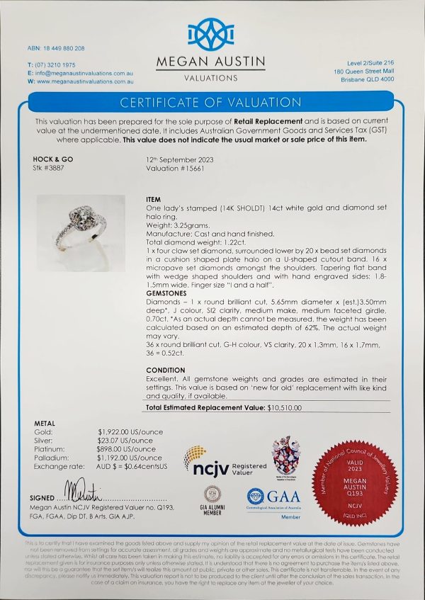 14ct White Gold Diamond Halo Engagement Ring - LG3887 - Image 9