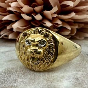 Men’s 9ct Yellow Gold Lion Head Ring (4.5gms) - HL22889