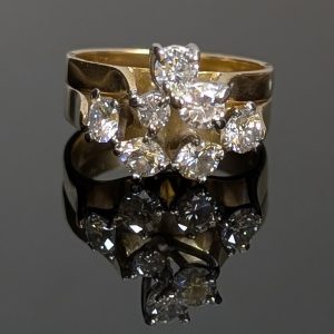 Vintage 18ct Yellow Gold Diamond Cluster Ring Set - LG26455