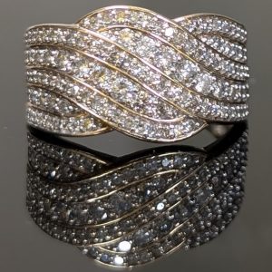 10ct Yellow Gold Diamond Crossover Dress Ring (w/ Valuation) - LG22571