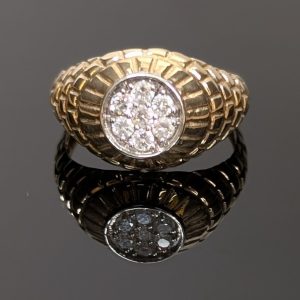 Unisex 9ct Gold Retro Diamond Cluster Ring (w/ Valuation) - LG22324