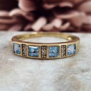 Ladies 9ct Yellow Gold Blue Stone Ring (1.9gms) - HL18383