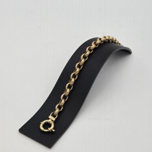 Unisex 9CT 22cm (7mm Wide) Patterned Oval Belcher with Euro bolt Clasp