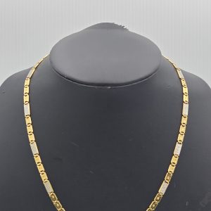 Unisex 22CT 49cm Two Tone Bar Link Chain - LG28846