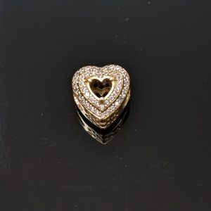 Pandora 14K Gold Pave Double Heart Charm (Retired) - LG29575-3