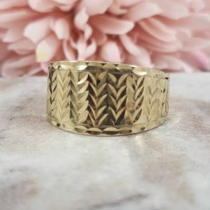 Unisex 9ct Yellow Gold Patterned Ring - HL29934