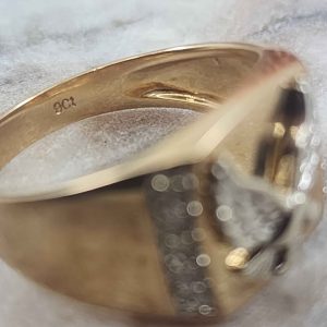 Mens 9ct Yellow Gold and Diamond Eagle Ring (5.2gms) - HL22887