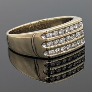 Mens Channel Set Diamond Ring in 10kt Yellow Gold - LG29052