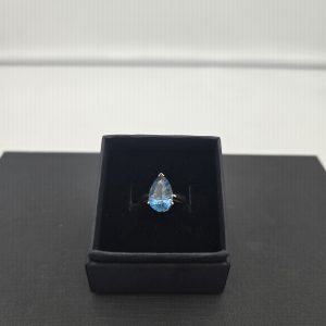 9CT Yellow Gold Ring With Large Blue Pear-Shaped Stone - LG30253