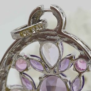 Ladies 10ct White Gold Pink and Purple Stone Enhancer Pendant (6.3gms) - HL23560