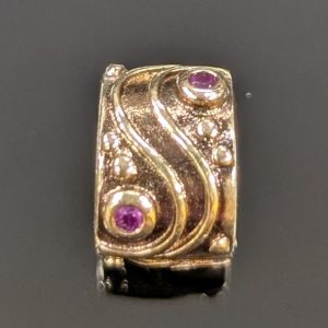 Pandora 14ct Gold Red Ruby Babbling Brook Clip Charm - LG24514