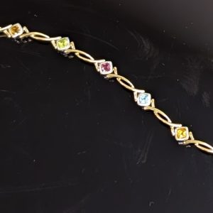 Elegant 9ct Gold Multi-Gemstone Bracelet - LG32485