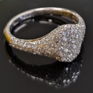10ct White Gold Diamond Pave Signet Ring - LG8465